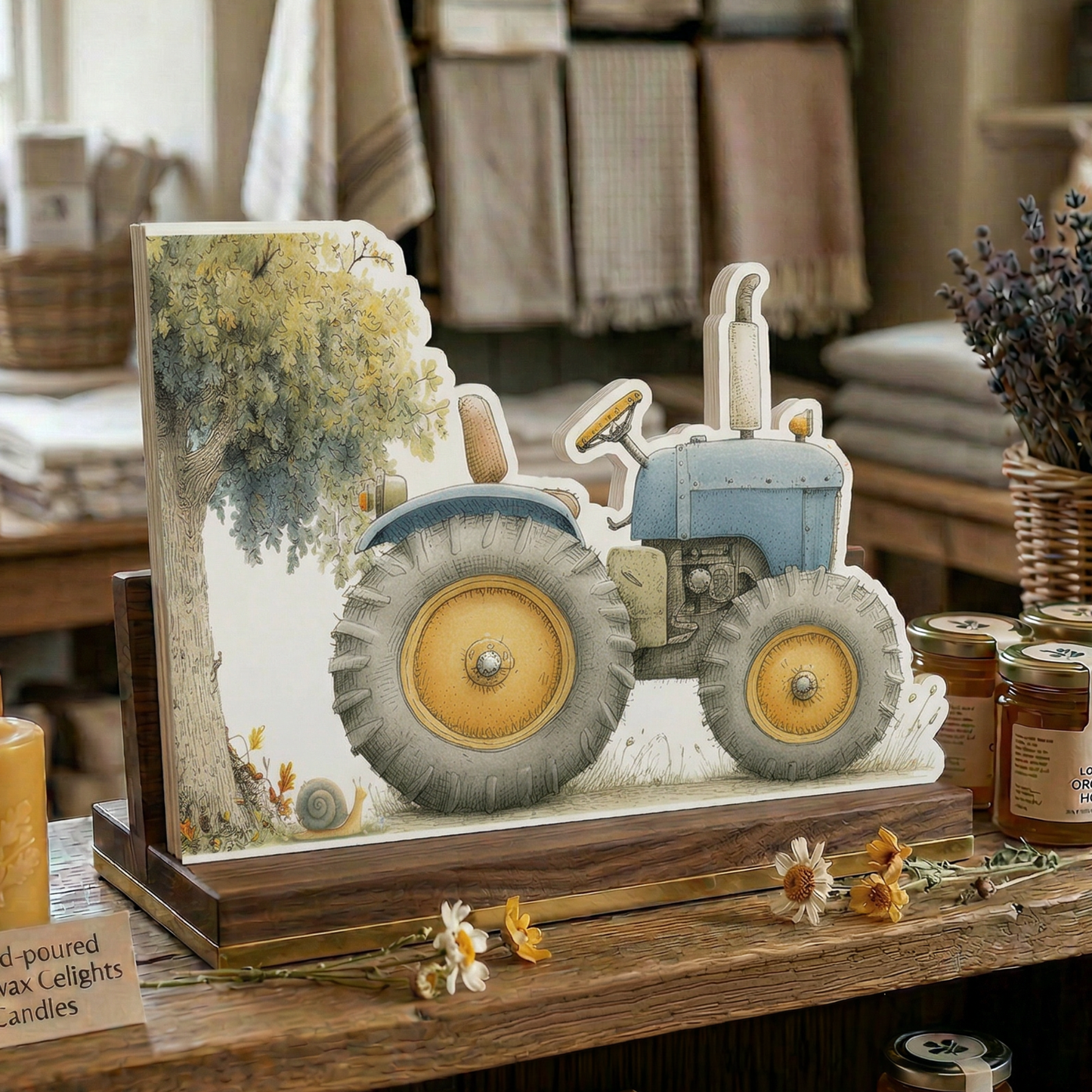 Farm Greeting Card, Die-cut: 'Tractor and the Snail'