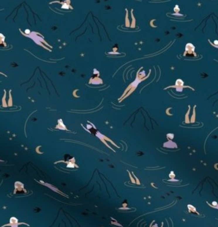 Jewells - Midnight Swimming grey lilac Swimmer fabric purse pouch