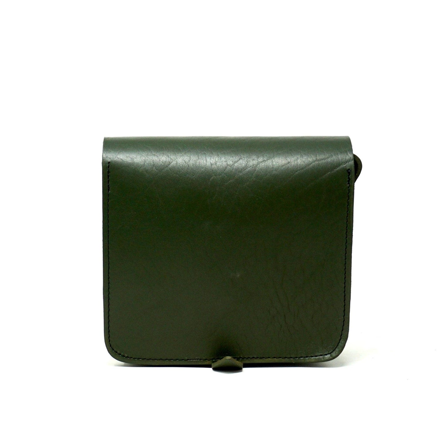 Small Leather Crossbody Satchel – Jessie Unisex Bag in Army Green