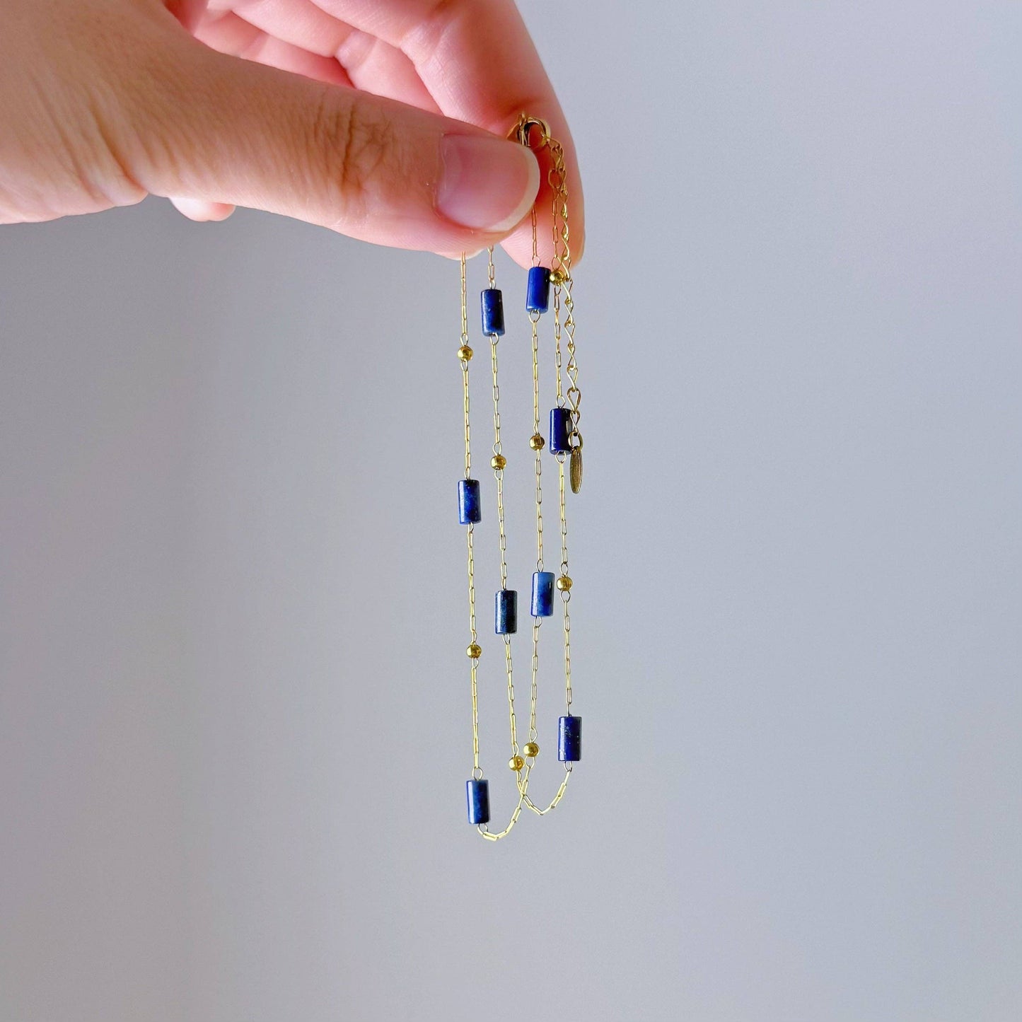 Ninaouity - Handmade Lapis Lazuli Tube Crystal Necklace