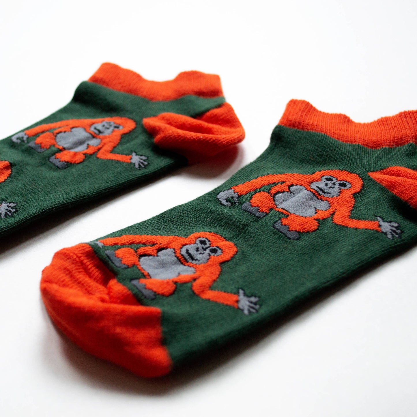 Orangutan Socks | Trainer Socks | Green Socks: UK Adult 4-7