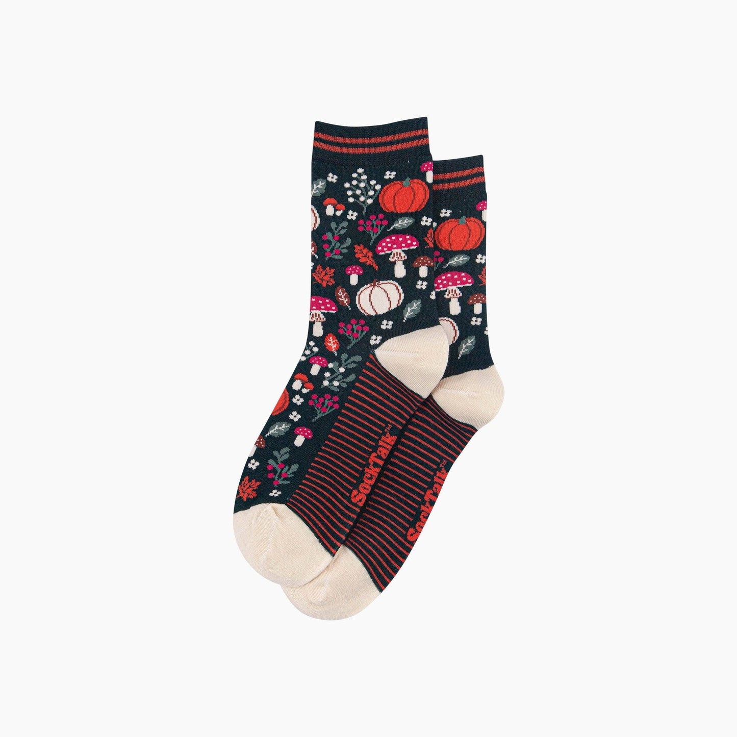 Pumpkin Floral Women's Bamboo Socks in Dark Green