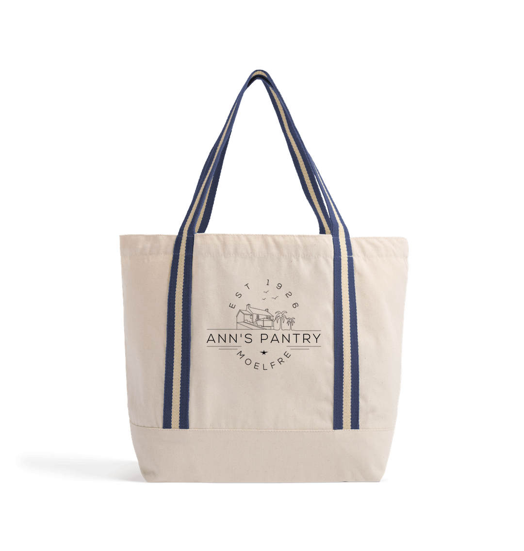 Natural/French Navy Ann's Pantry Logo 1 Beach bag