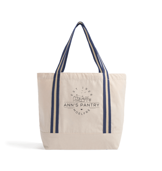 Natural/French Navy Ann's Pantry Logo 1 Beach bag