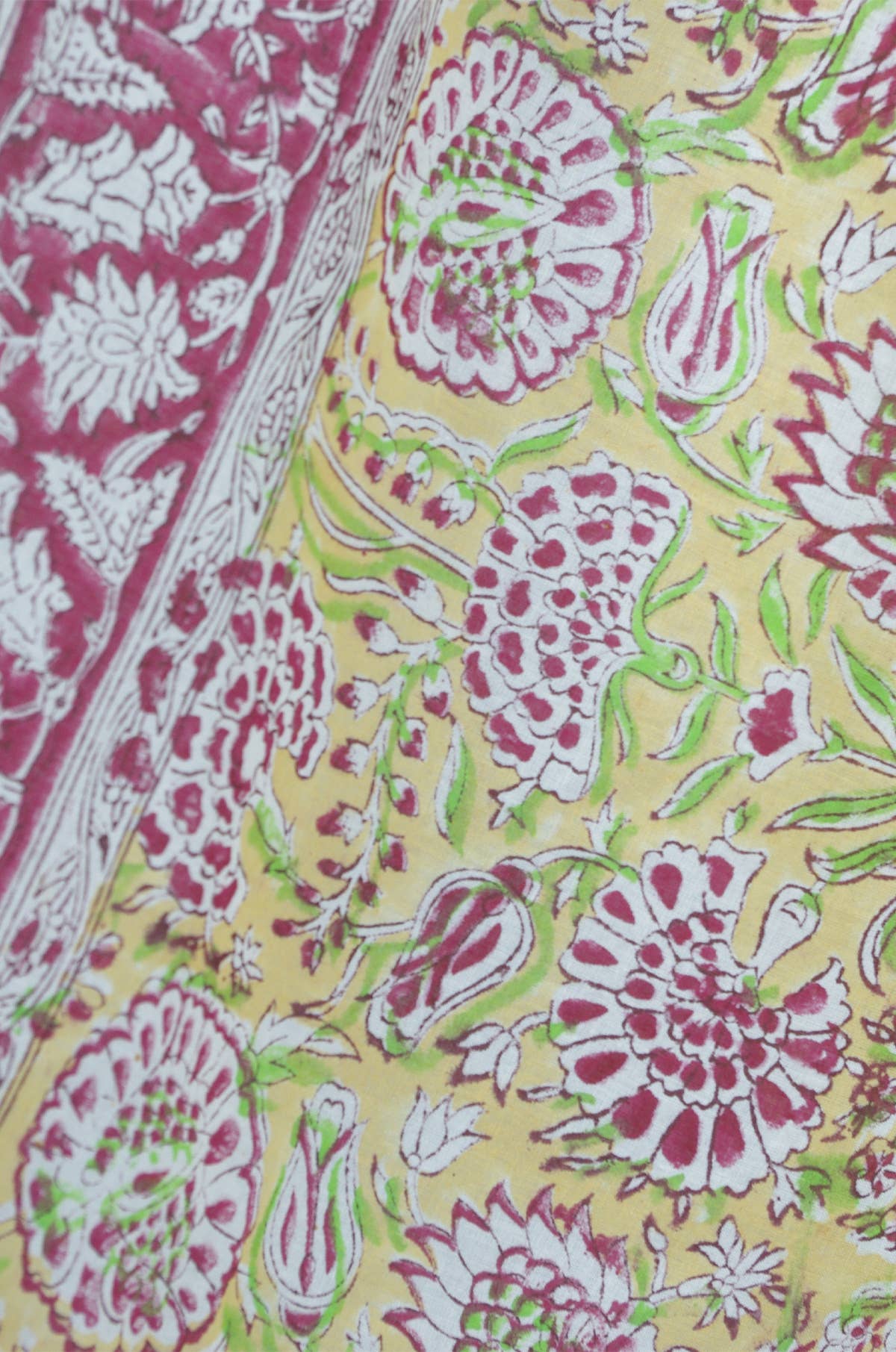 Kantha Decor - Beach  Coverup Sarong Pareo -Red Flowers On Yellow