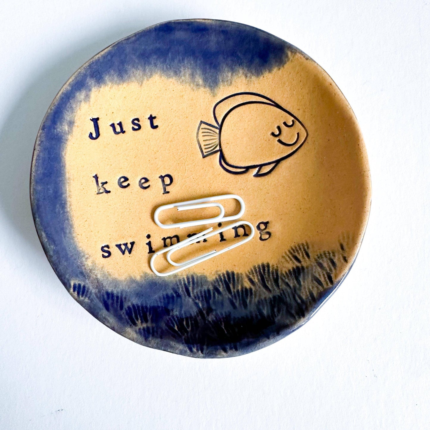 Just Keep Swimming - Ceramic Trinket Dish - Made in Wales