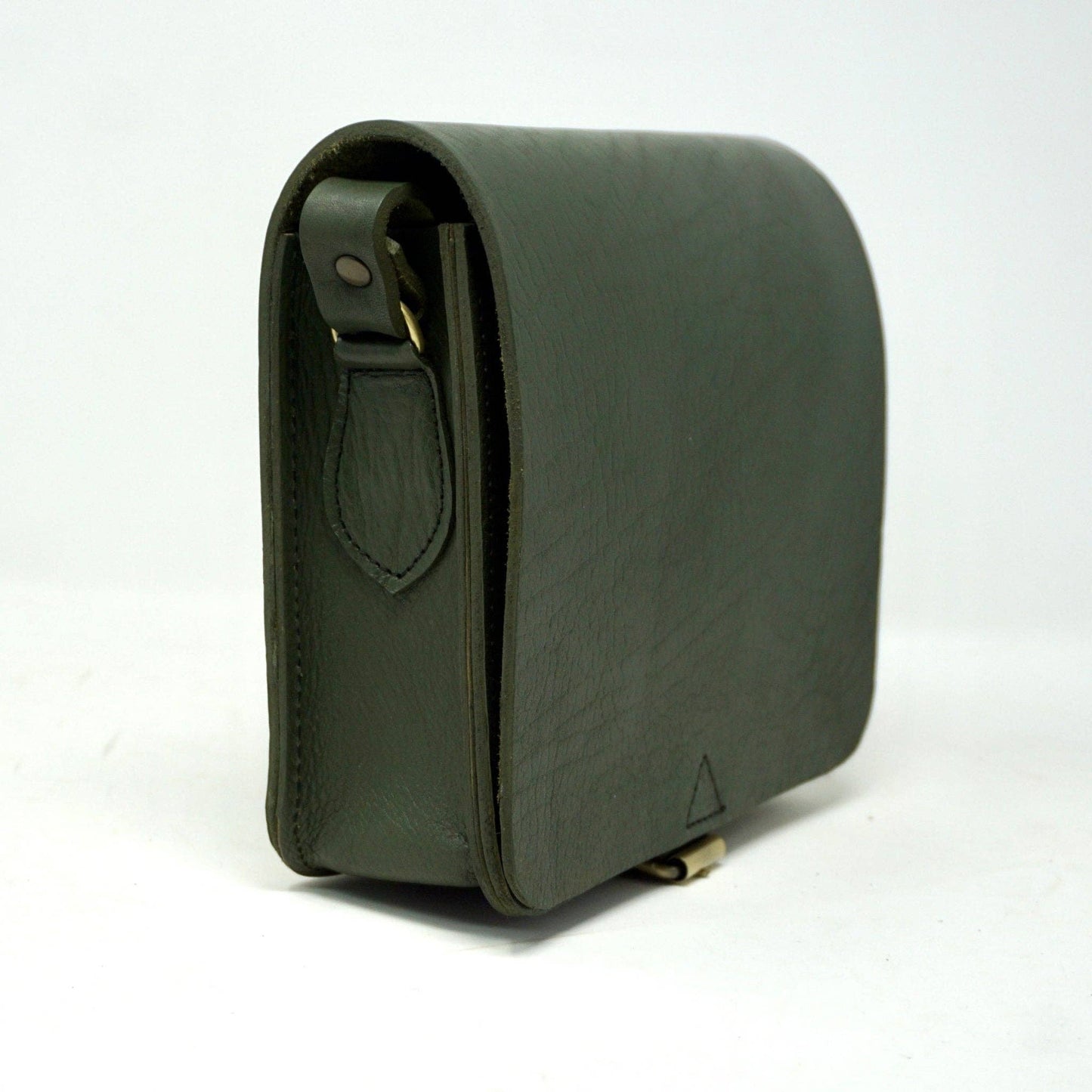 Small Leather Crossbody Satchel – Jessie Unisex Bag in Army Green