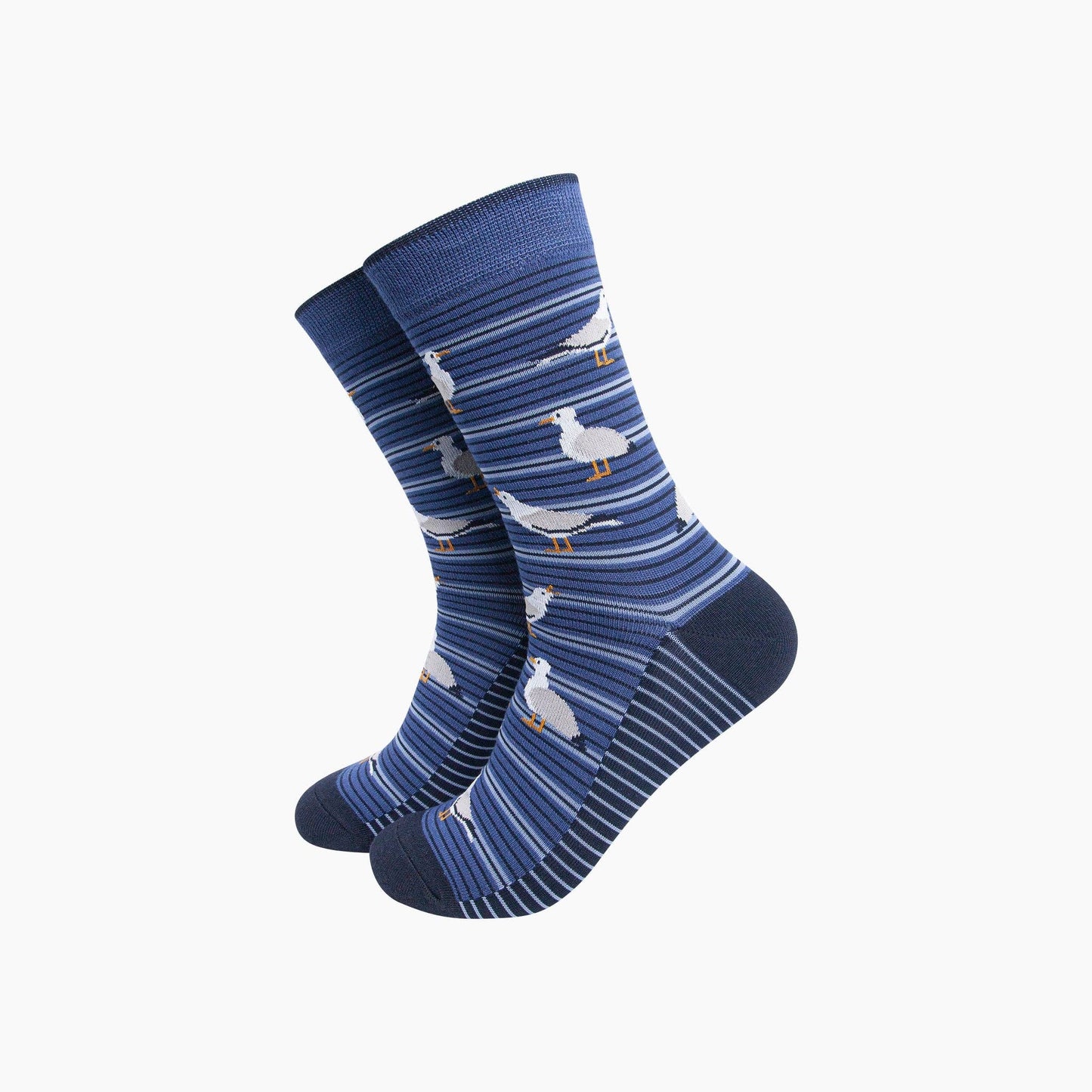Seagull Stripe Men's Bamboo Socks in Denim Blue