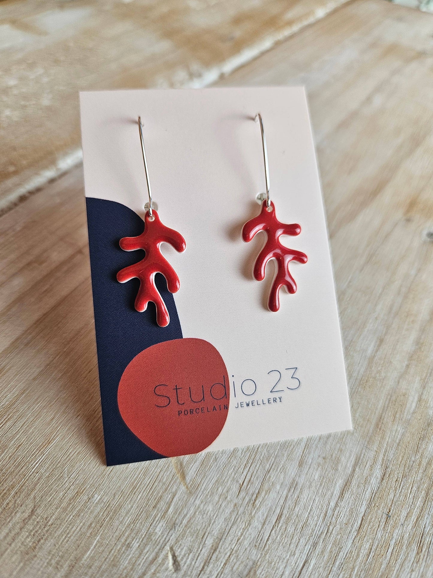 Studio 23 Ceramics - Drop Coral Earring Pair