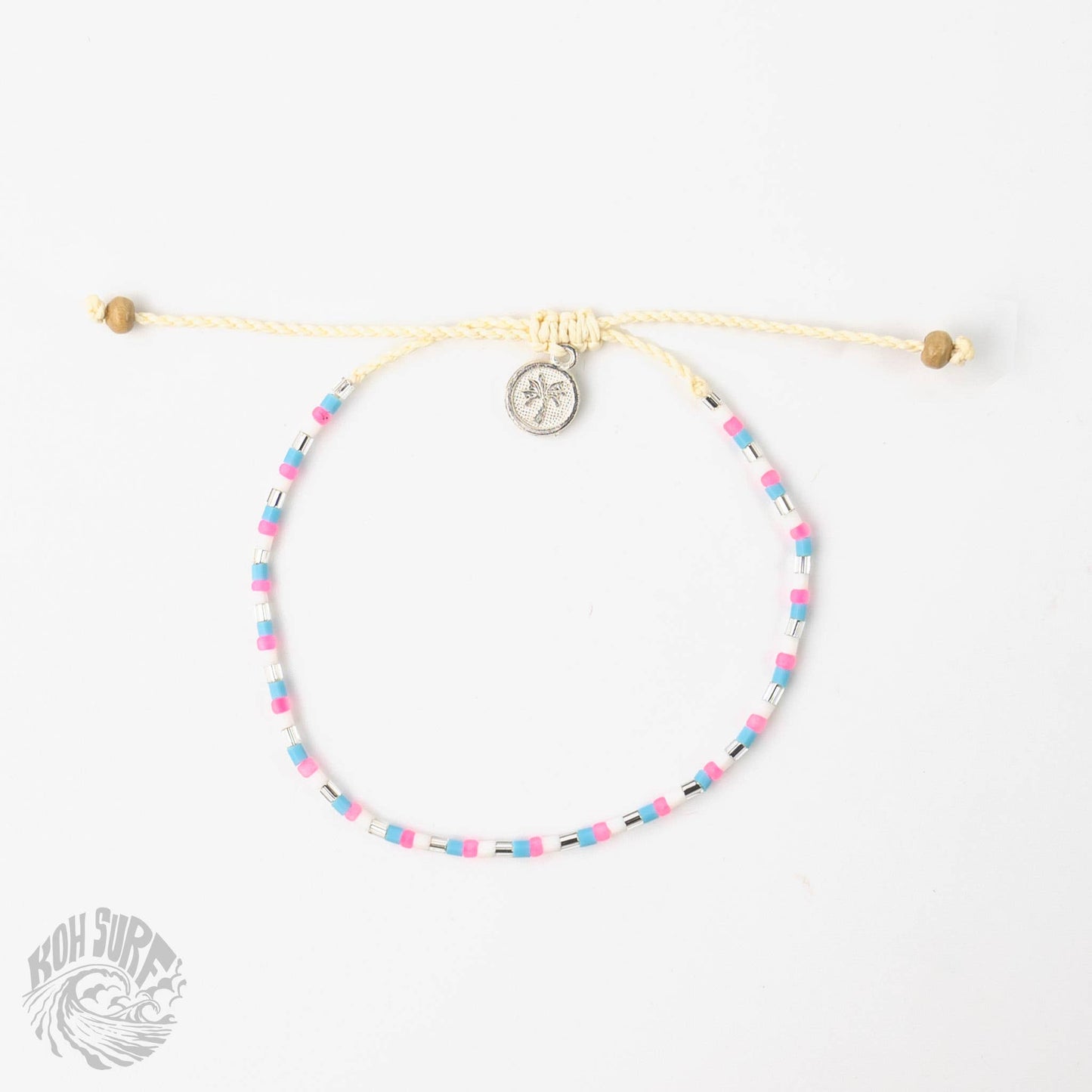 Pineapple Island -  Alila Dainty Beaded Bracelet, Surf Jewelry by Koh Surf: Pink