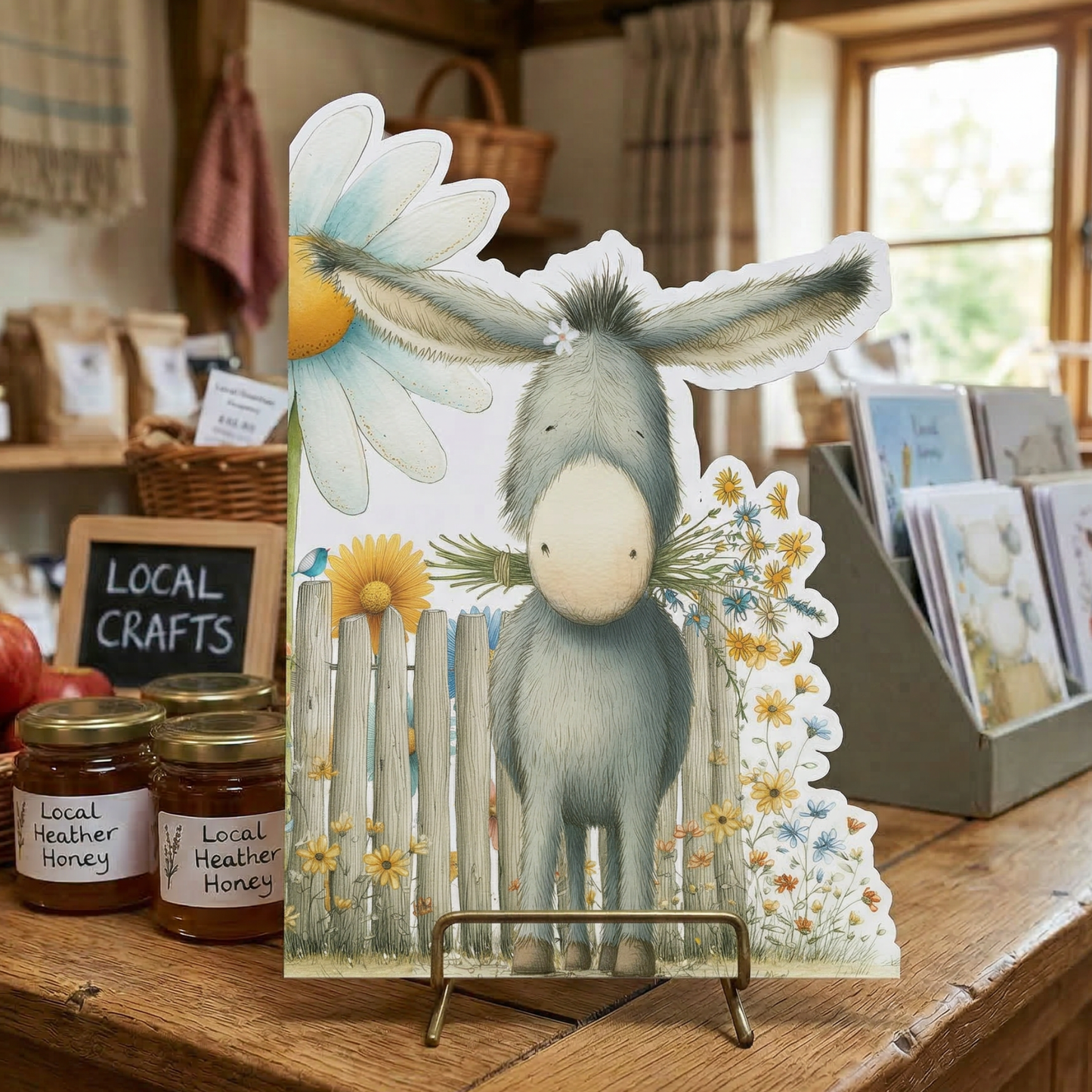 Farm Greeting Card, Die-cut: 'Daisy the Donkey'