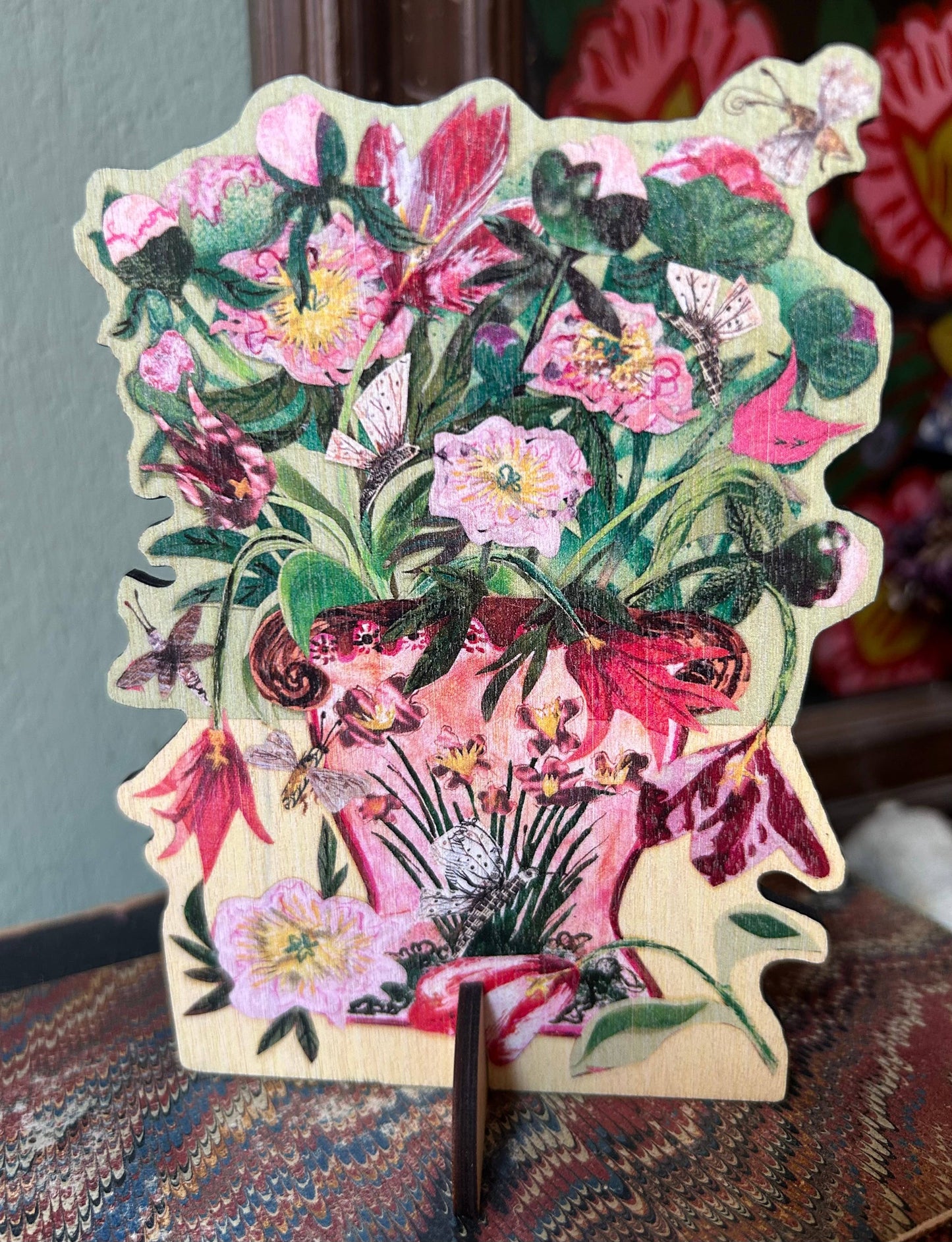 Clare O’Neill Artworks - Tulips & Peonies laser cut birch plywood keepsake & card 