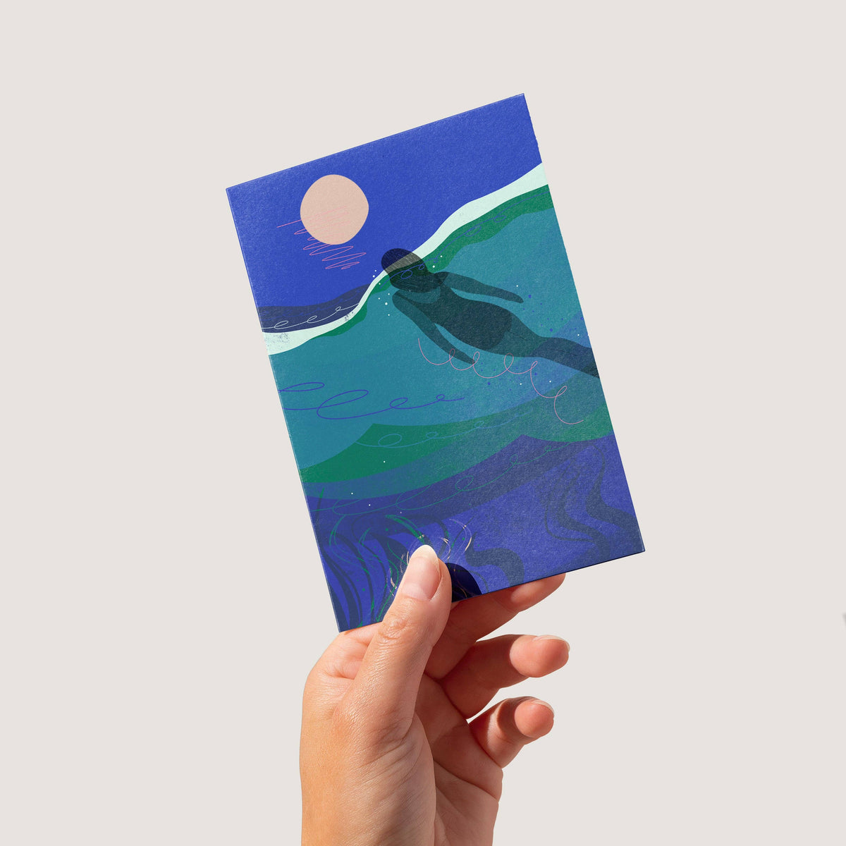 The Full Moon Swim Greeting Card
