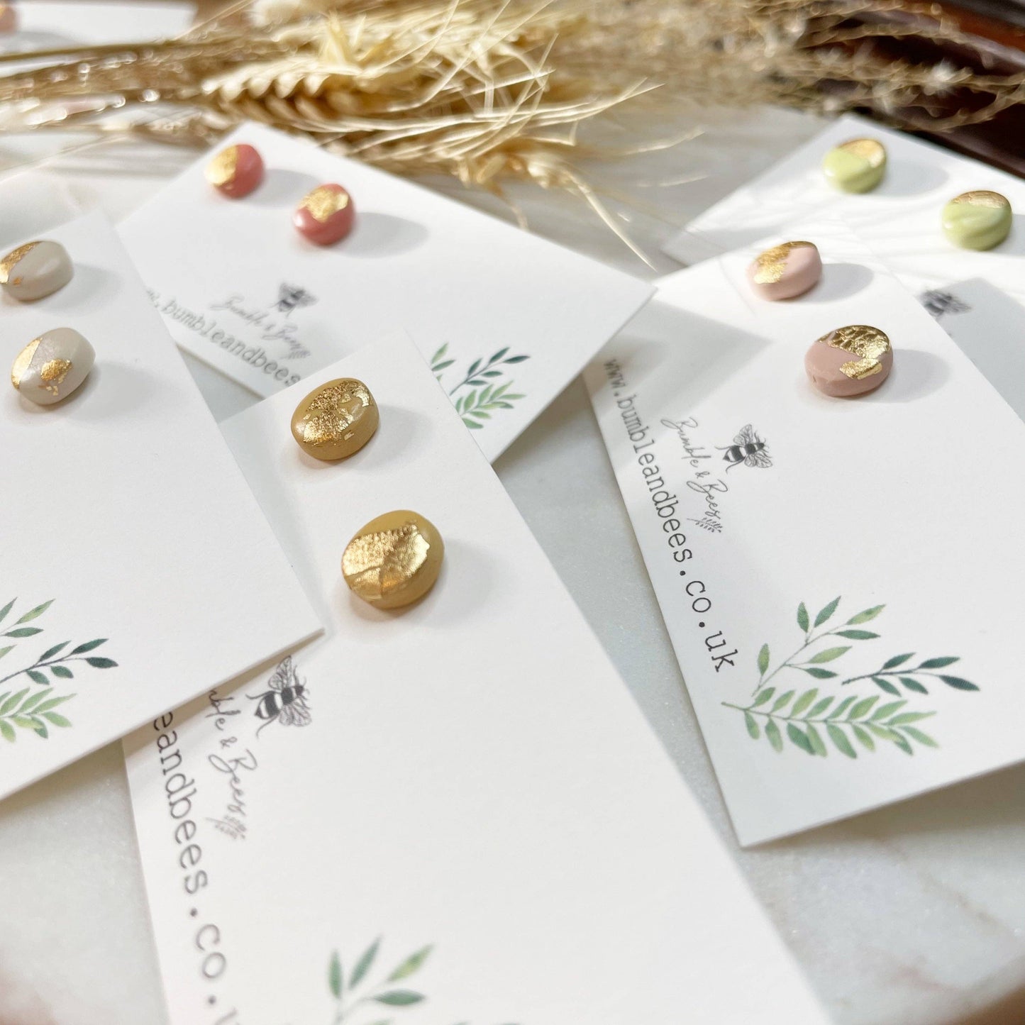 Bumble and Bees - Dainty Dot Stud Earrings - Earth Tones