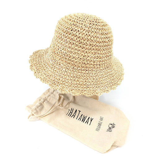 Black Ginger - Children's Crochet Style Foldable Hat - Cream