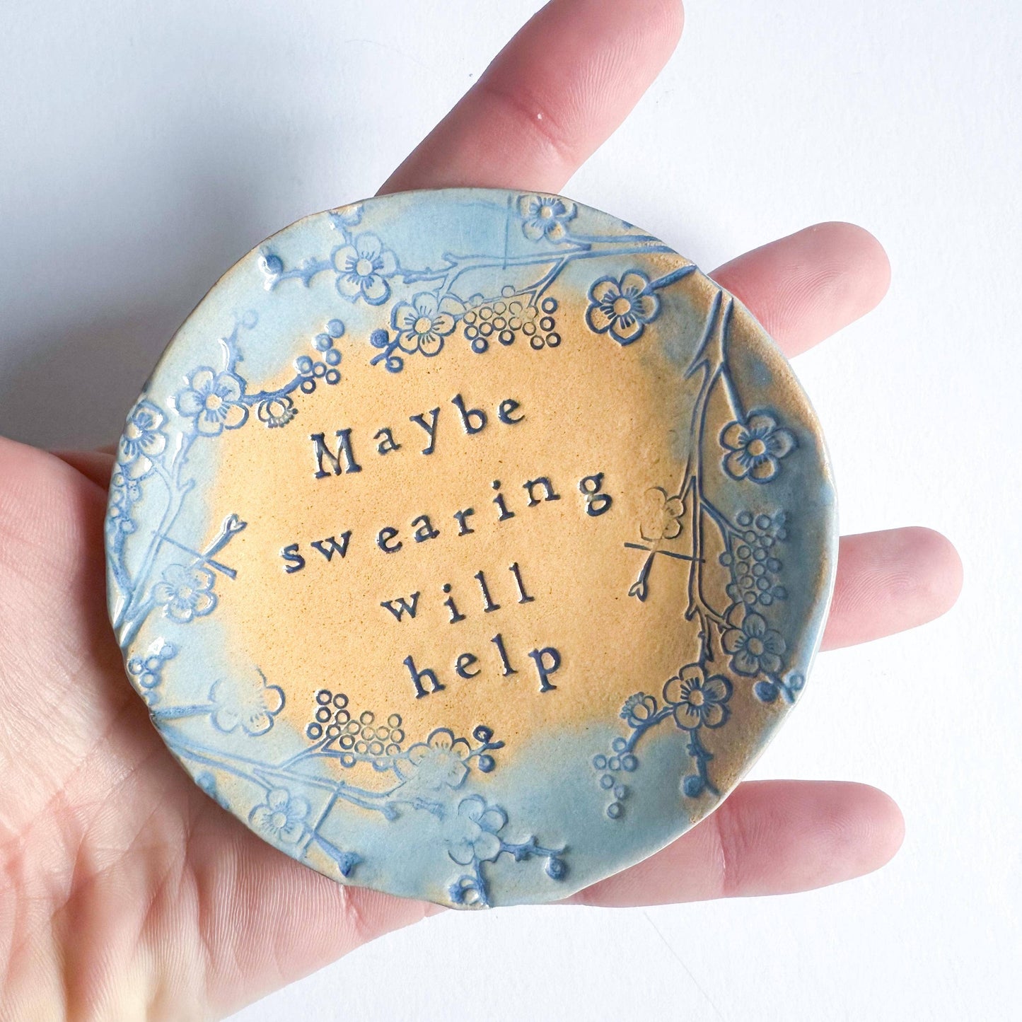 Maybe Swearing Will Help - trinket dish - ceramic