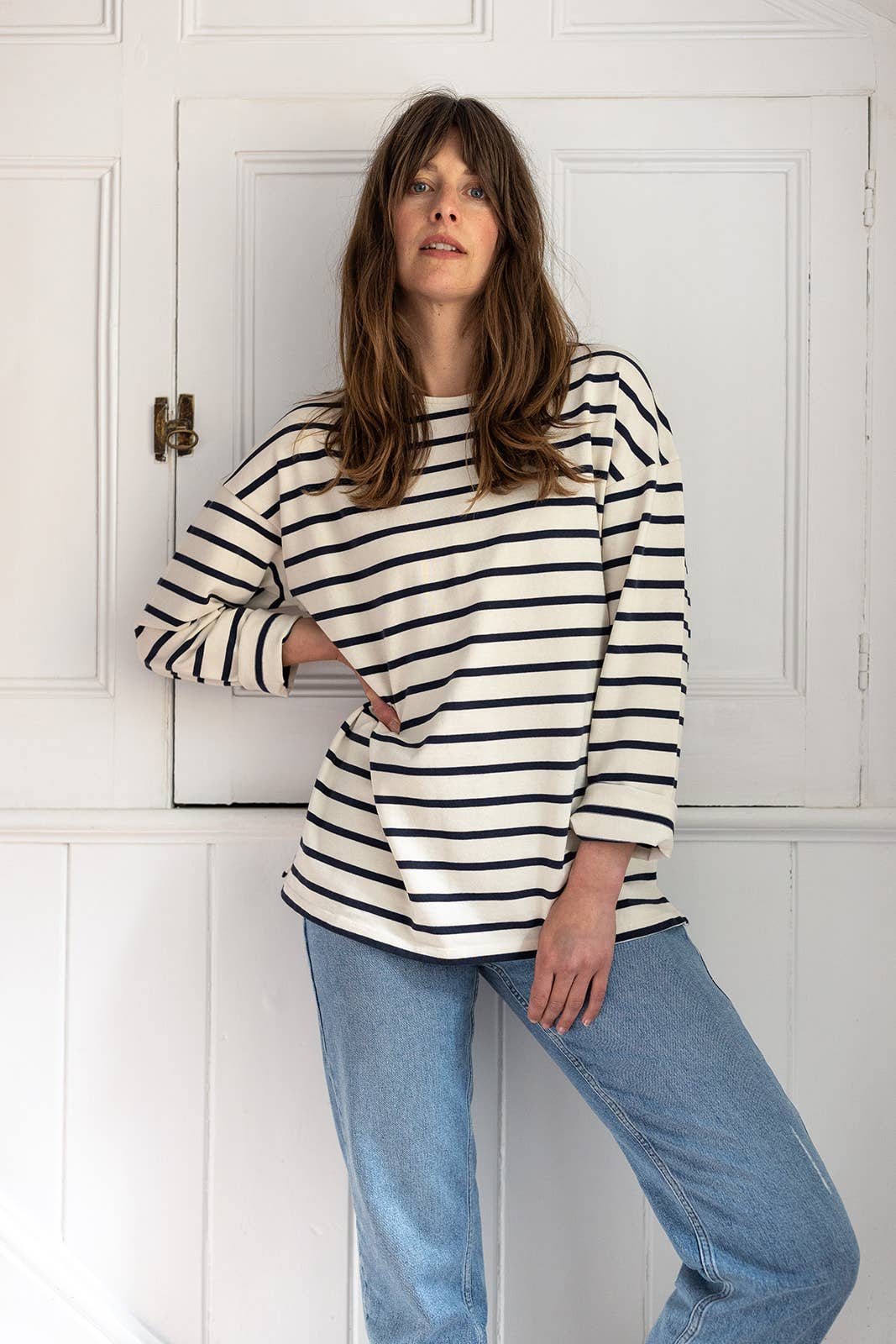 Ivy Nora Navy/Ecru Breton 100% Organic Cotton