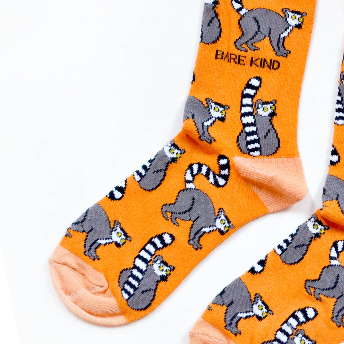 Lemur Socks | Bamboo Socks | Orange Socks | Funky Socks: UK Adult 4-7 / Single Pair / Lemurs