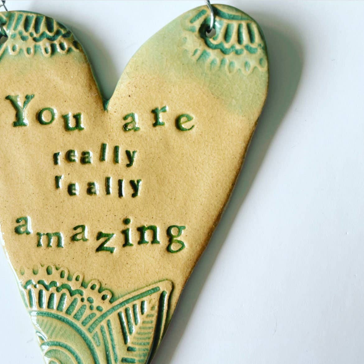 Ceramic Hanging Heart, 'You are Amazing' Gift, Made in Wales