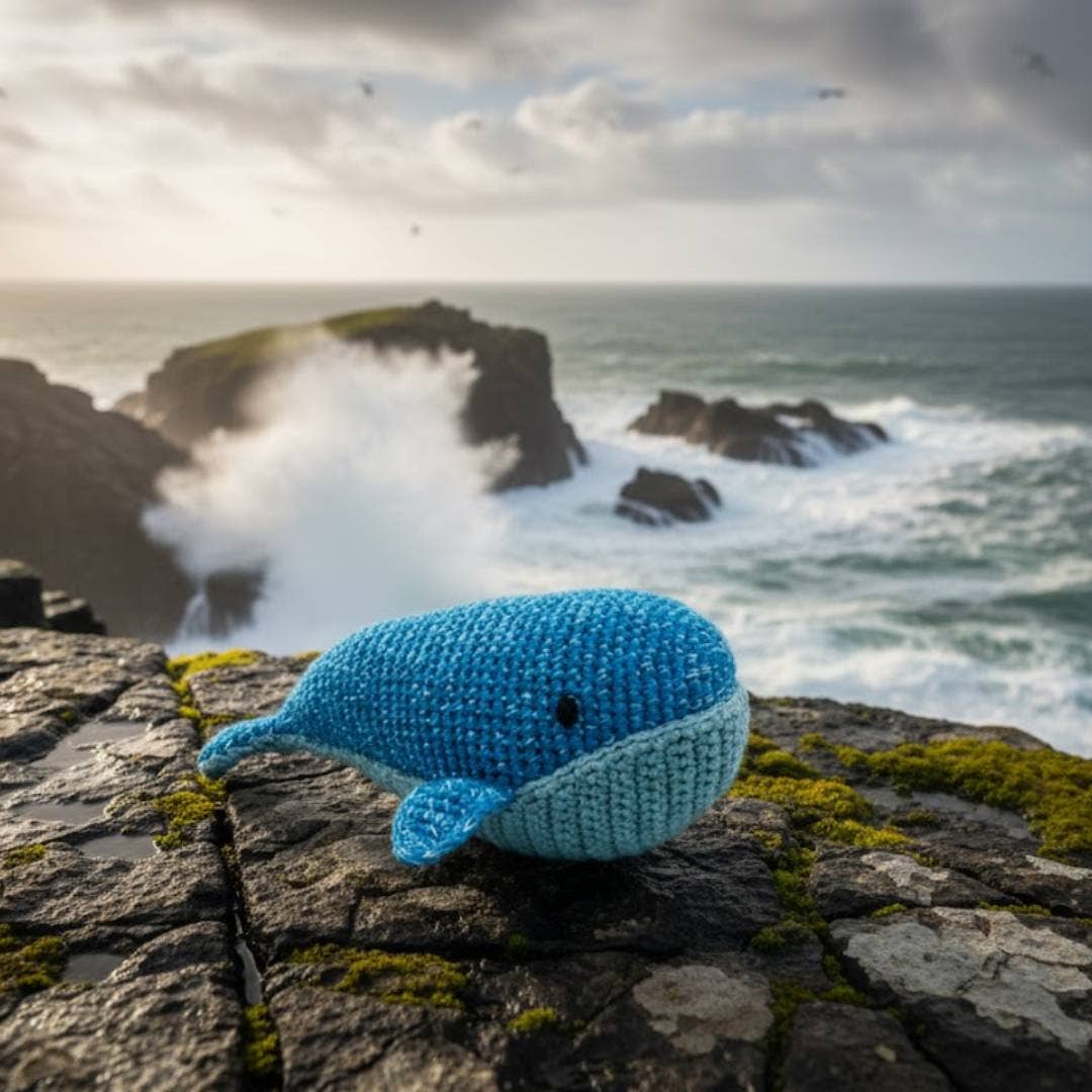 Whale Baby Rattle, Fair Trade Crochet Organic Cotton