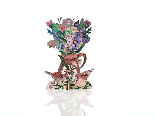Clare O’Neill Artworks - Summer Blooms laser cut birch plywood keepsake and stand.