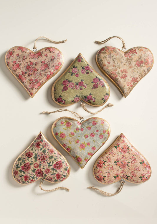 Namaste - Small Vintage Wooden Hanging Heart Decoration