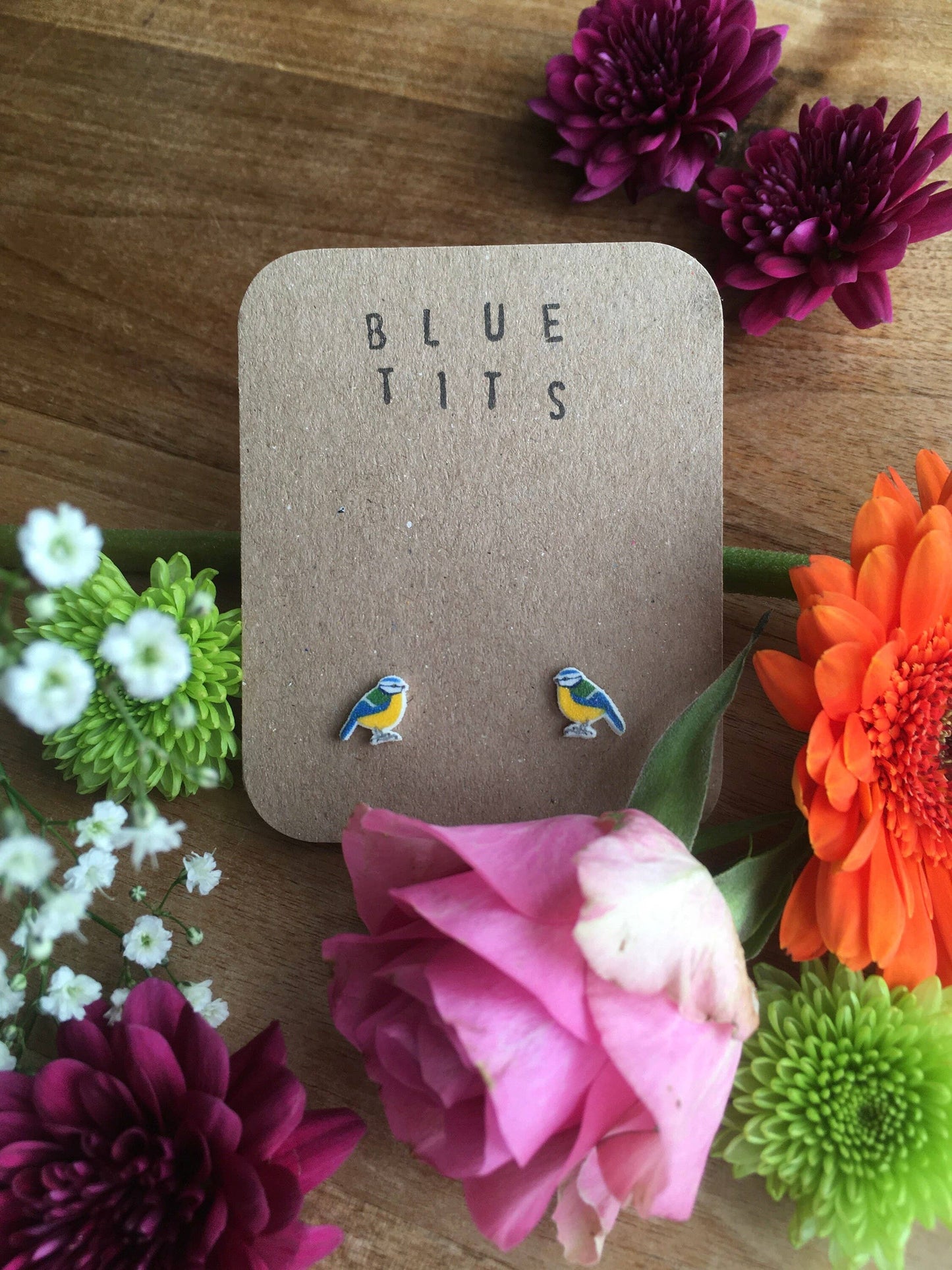 RatBeanCat - Little blue tit earrings