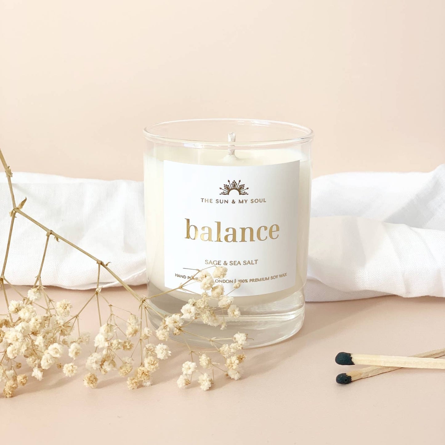 The Sun & My Soul Balance Sage Sea Salt Scented Soy Wax Candle in Gift Box