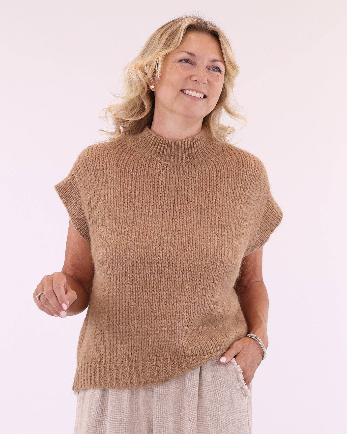 Alpaca Blend Cap Sleeve Tank Top