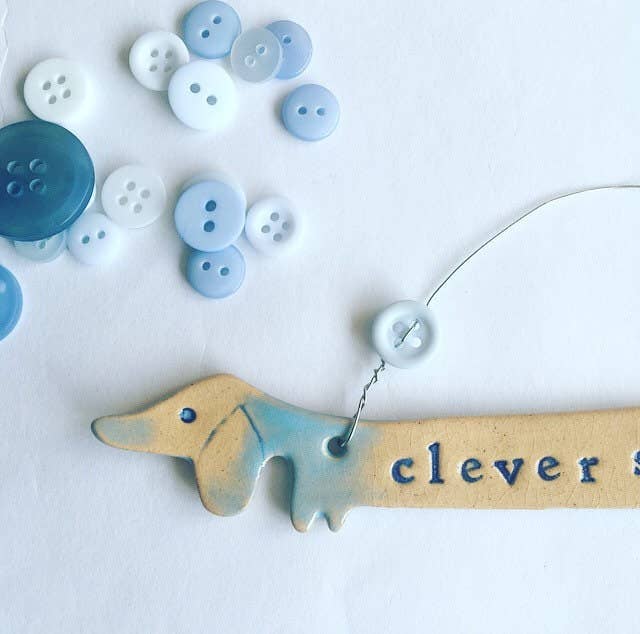 Clever Sausage Ceramic Dachshund Plaque Made in Wales