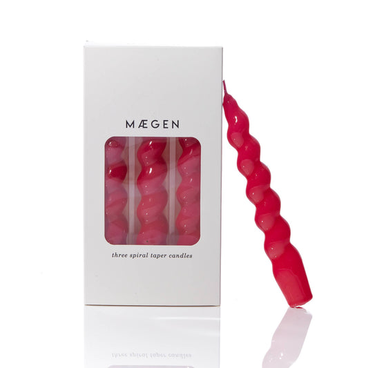 MÆGEN Spiral Taper Candles - 3 Pack - Magenta