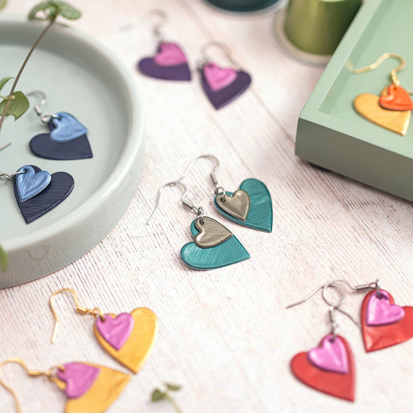 Coffee Pod Creations - Heart Earrings - Upcycled Aluminium - Handmade