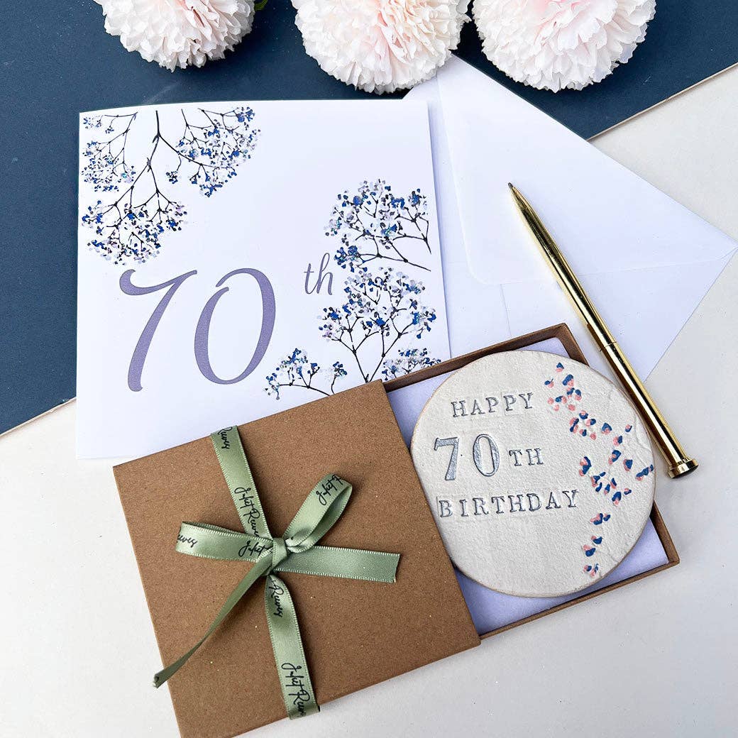 70th Birthday Floral Coaster