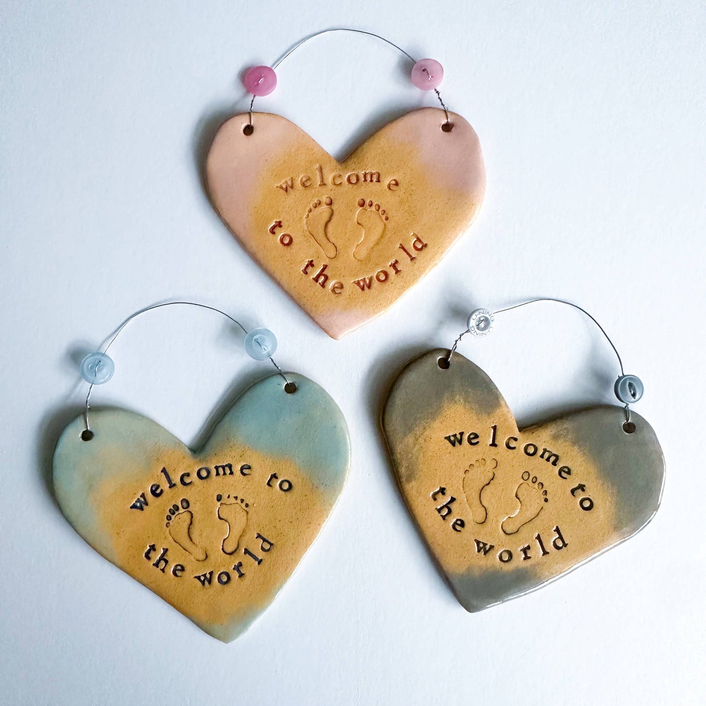Ceramic Heart New Baby Gift Made in Wales UK