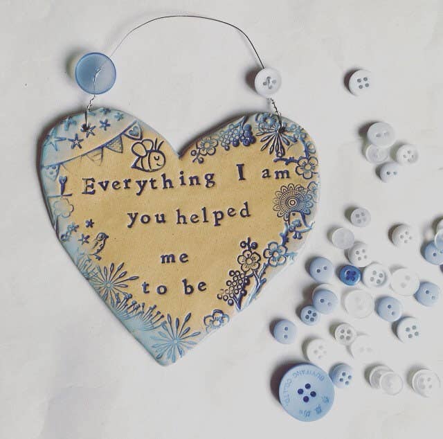 Handmade Ceramic Heart Imprinted Welsh Gift