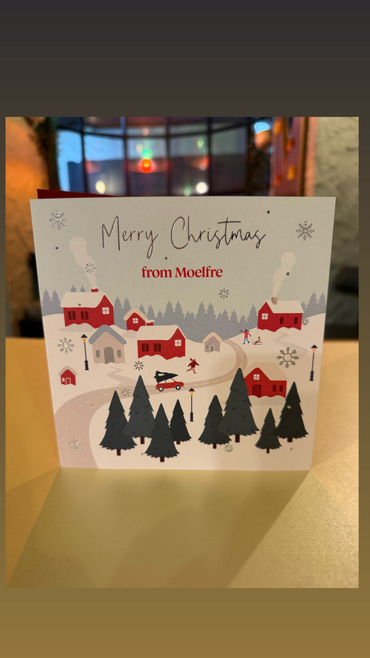 Personalised  Moelfre Card- Christmas Snowy Town - MT 012