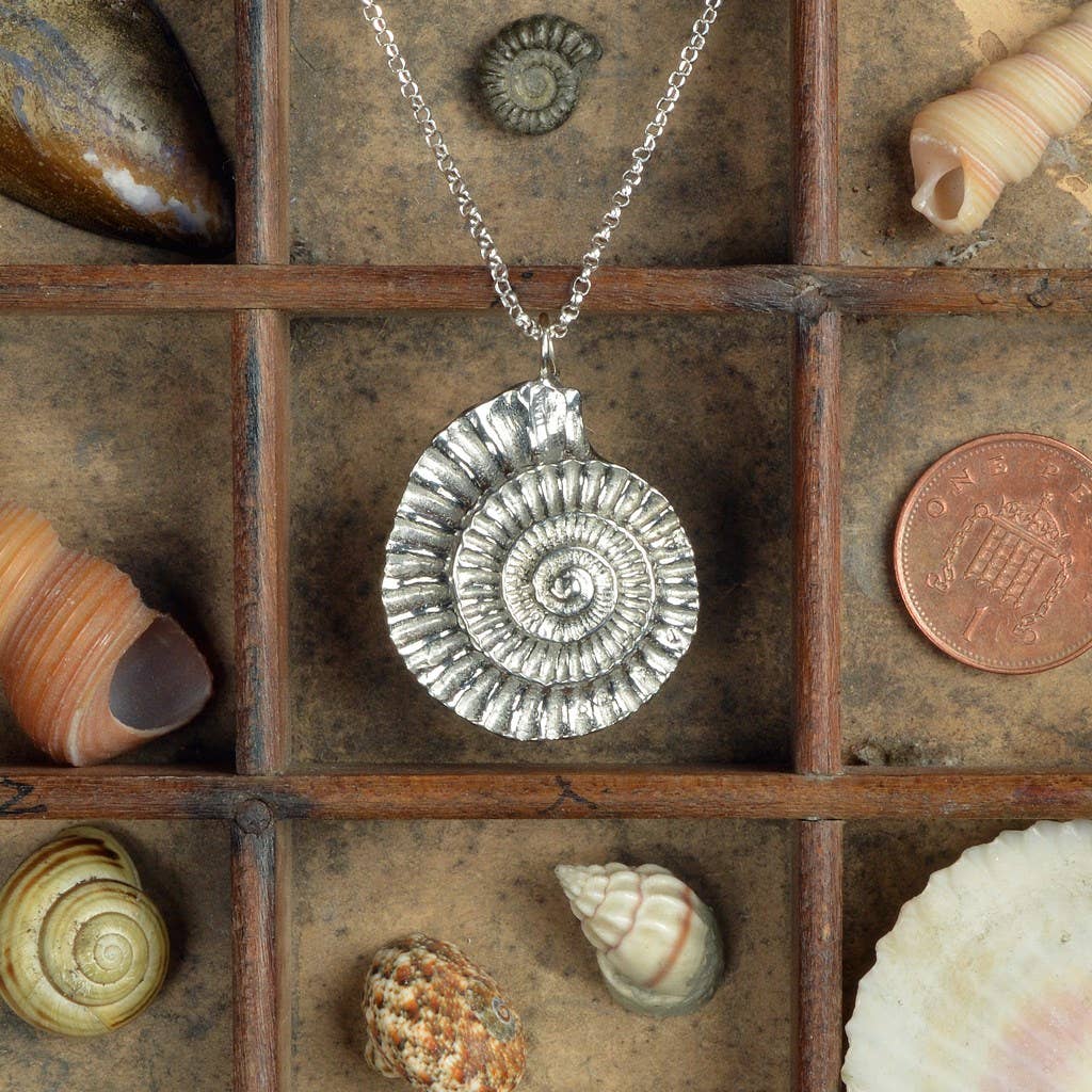 Ammonite Necklace, English Pewter Jewellery