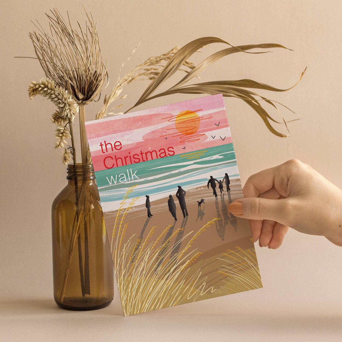 Onneke - The Christmas walk card - coastal Christmas family outdoors