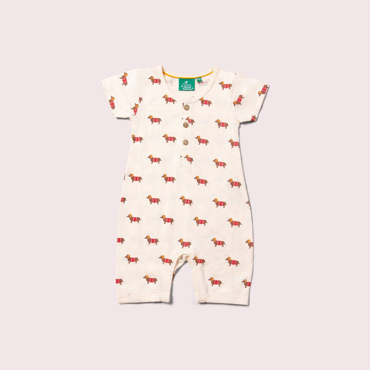 Cream Sausage Dogs Organic Summer Romper