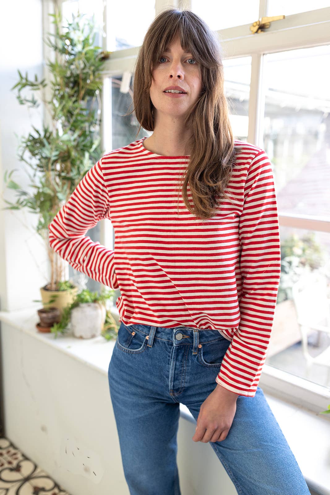 Ivy Sadie Slub Red/Ecru Stripe 100% Organic Cotton