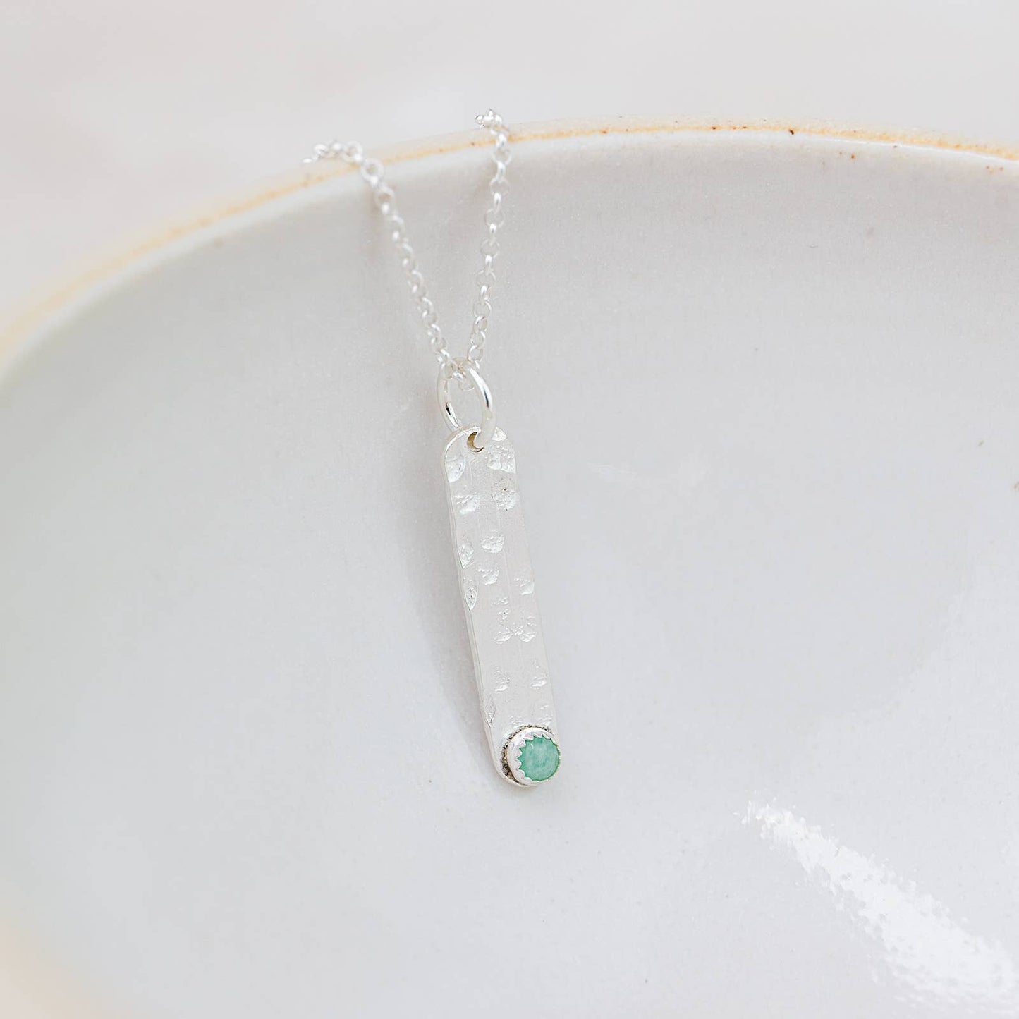 Lucy Kemp - Sterling Silver Small Drop Gemstone Pendant