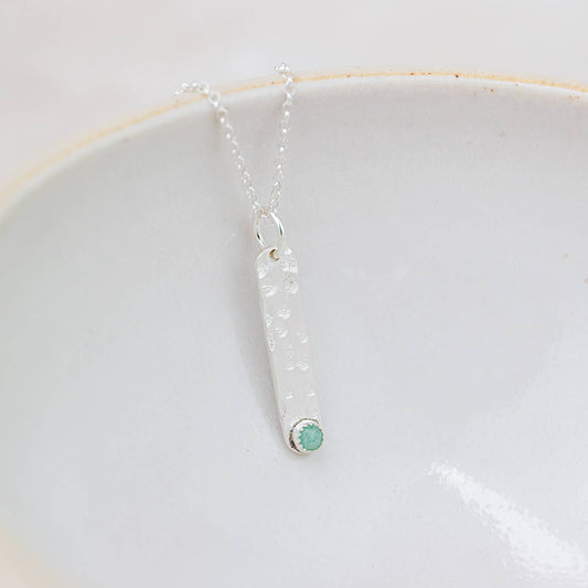 Lucy Kemp - Sterling Silver Small Drop Gemstone Pendant