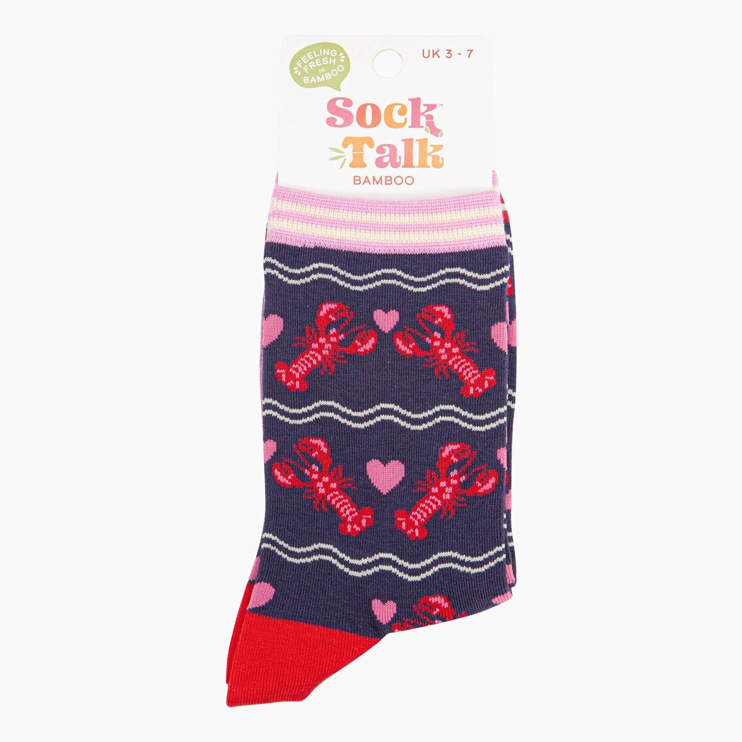 Lobsters Love Hearts Bamboo Socks in Navy Blue