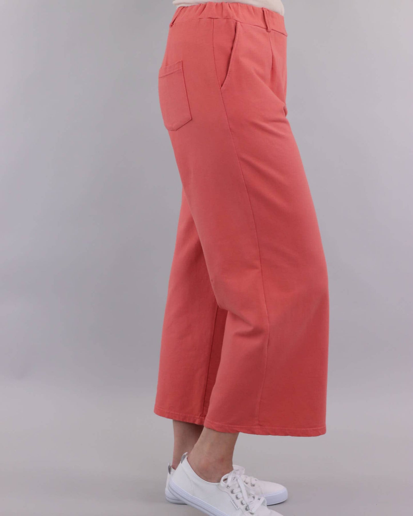 Cadenza Wide Leg Cotton Jersey Trousers: Pink Peppercorn / Small