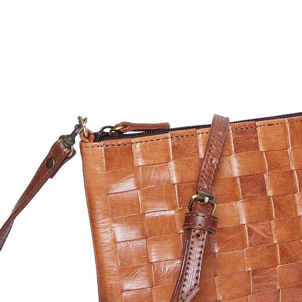 Alex Woven Tan Leather Crossbody & Clutch Bag