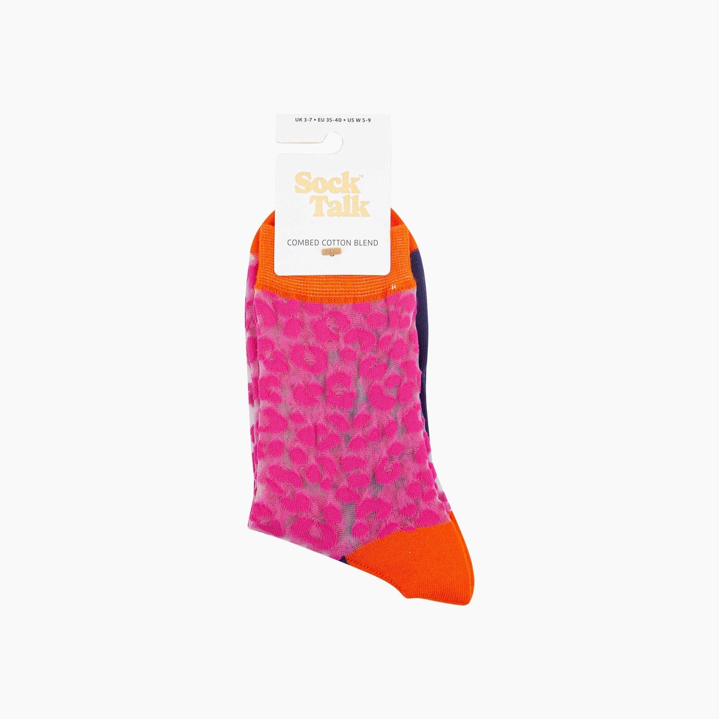 Leopard Print Combed Cotton Sheer Pop Socks in Pink