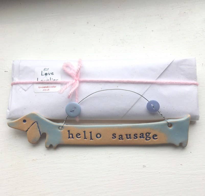 Clever Sausage Ceramic Dachshund Plaque Made in Wales
