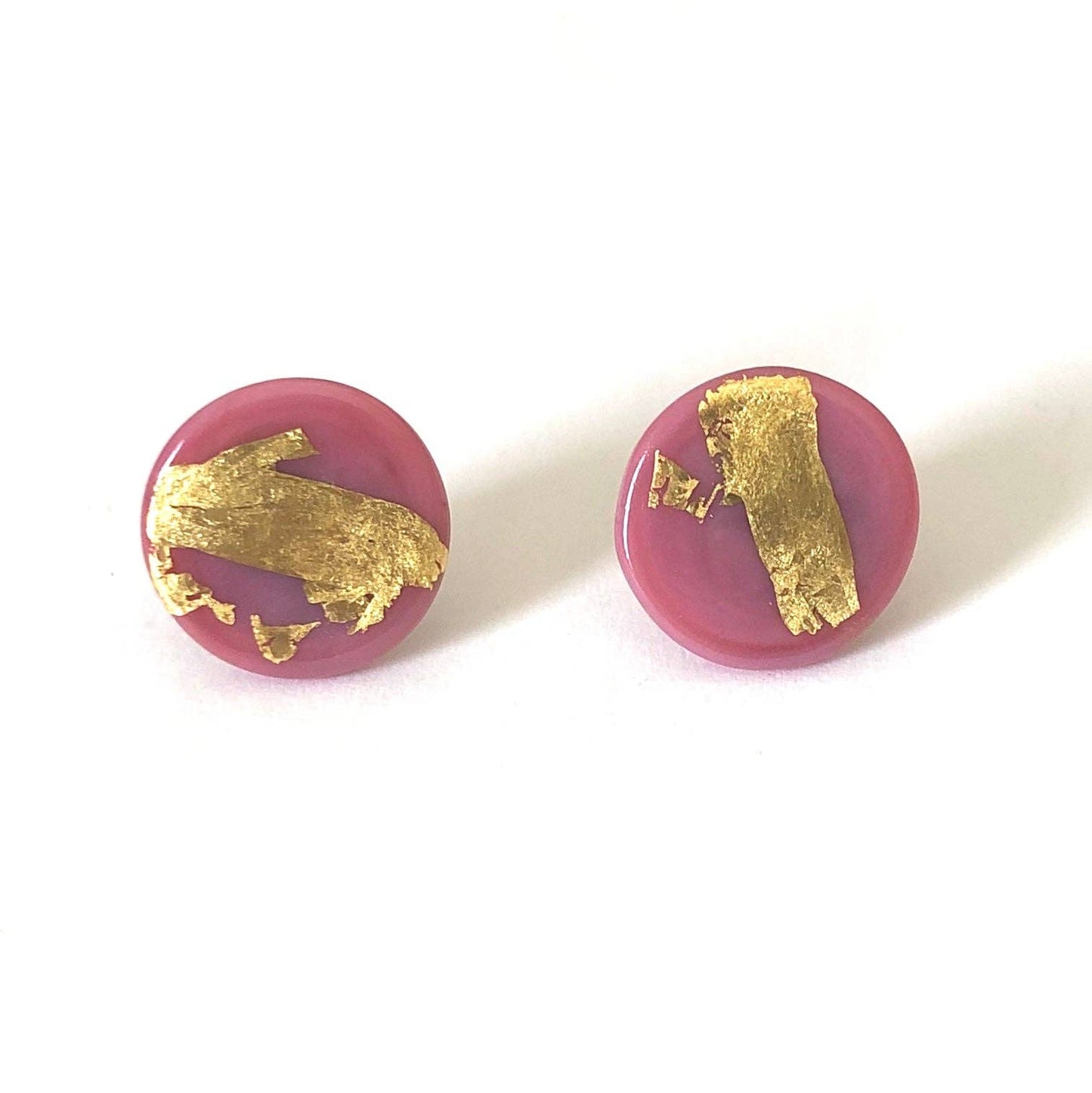Helen Chalmers - Gold Raspberry Handmade Glass Button Stud Earrings