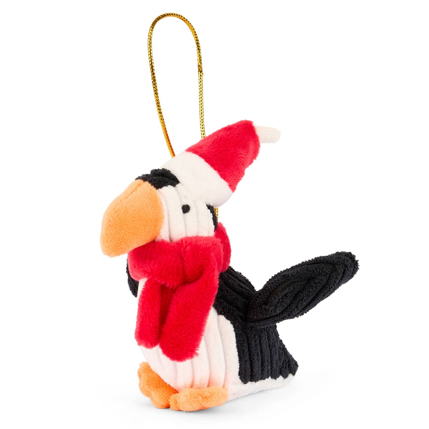 Puffin Hanging Decoration, Corduroy with Red Scarf