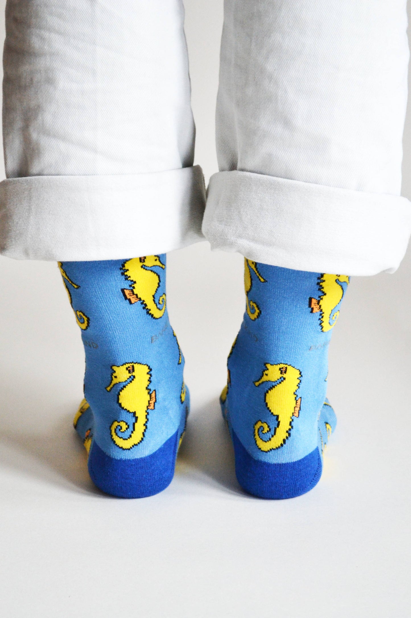 Seahorse Socks | Bamboo Socks | Light Blue Socks: UK Adult 4-7 / Single Pair / Seahorses